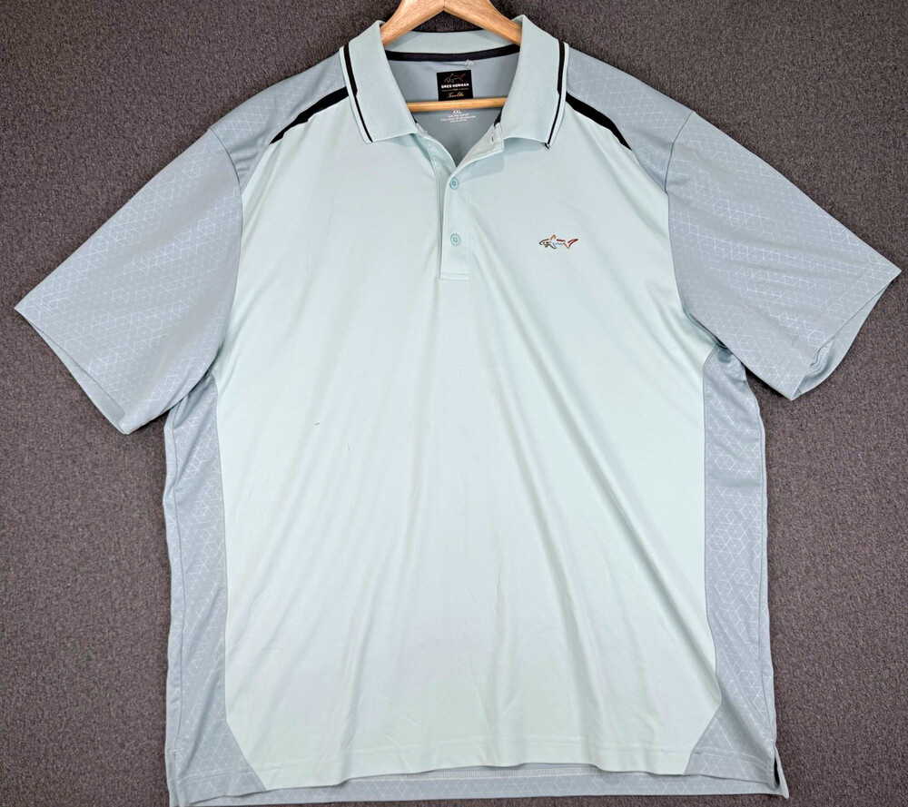 Greg Norman Tasso Elba Mens XXL Mint Geometric PlayDry Golf Polo Shirt READ